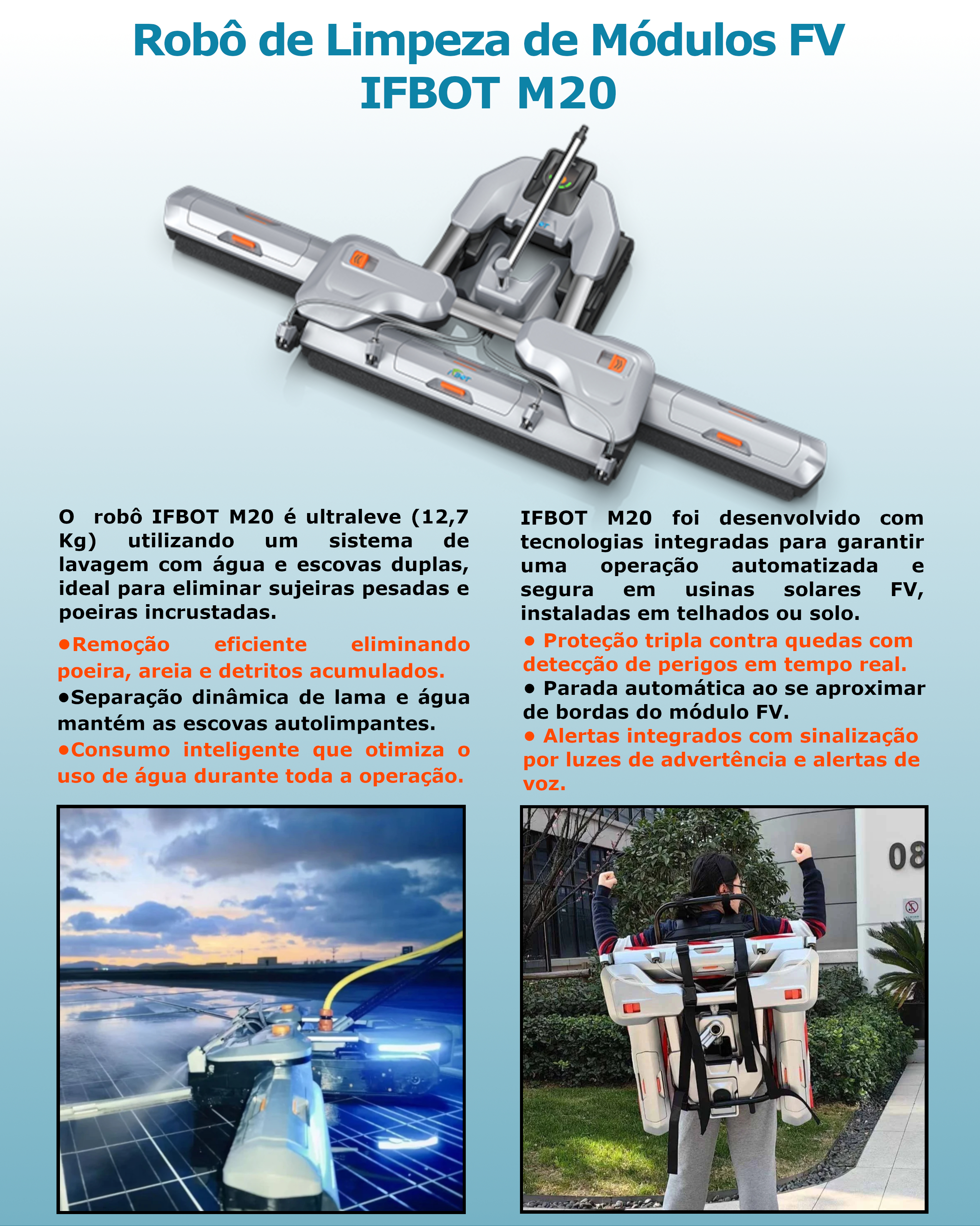 Robo de Limpeza de Modulos FV IFBOT M20