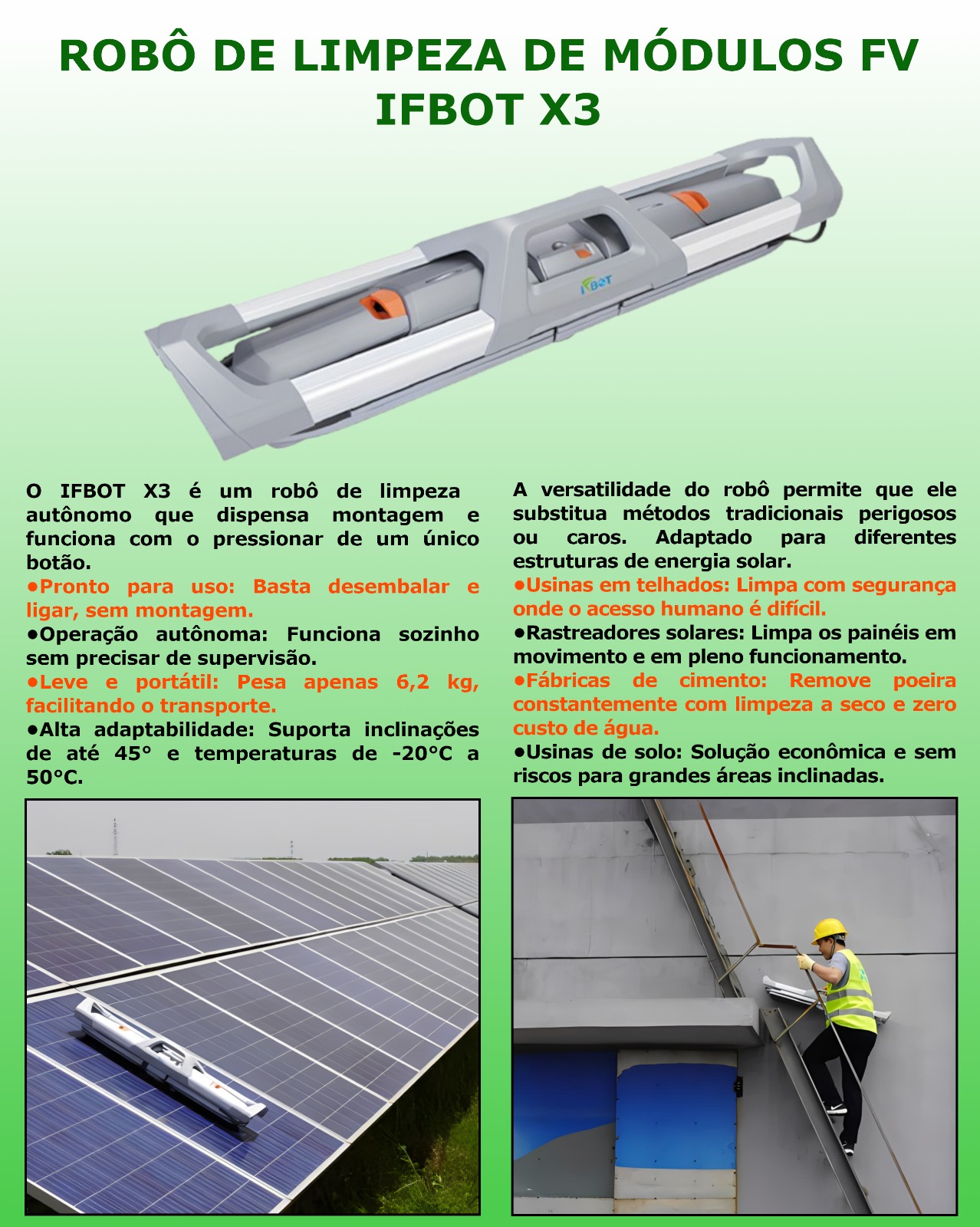 Robo de Limpeza de Modulos FV IFBOT X3